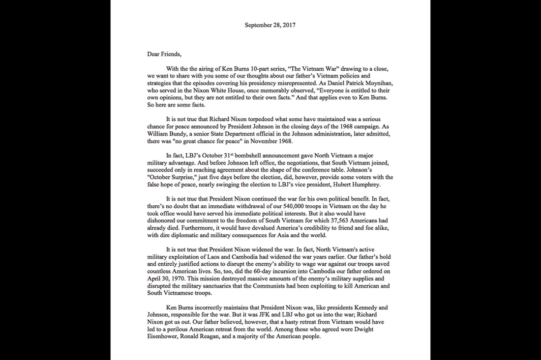 A Letter from Tricia Nixon Cox and Julie Nixon Eisenhower